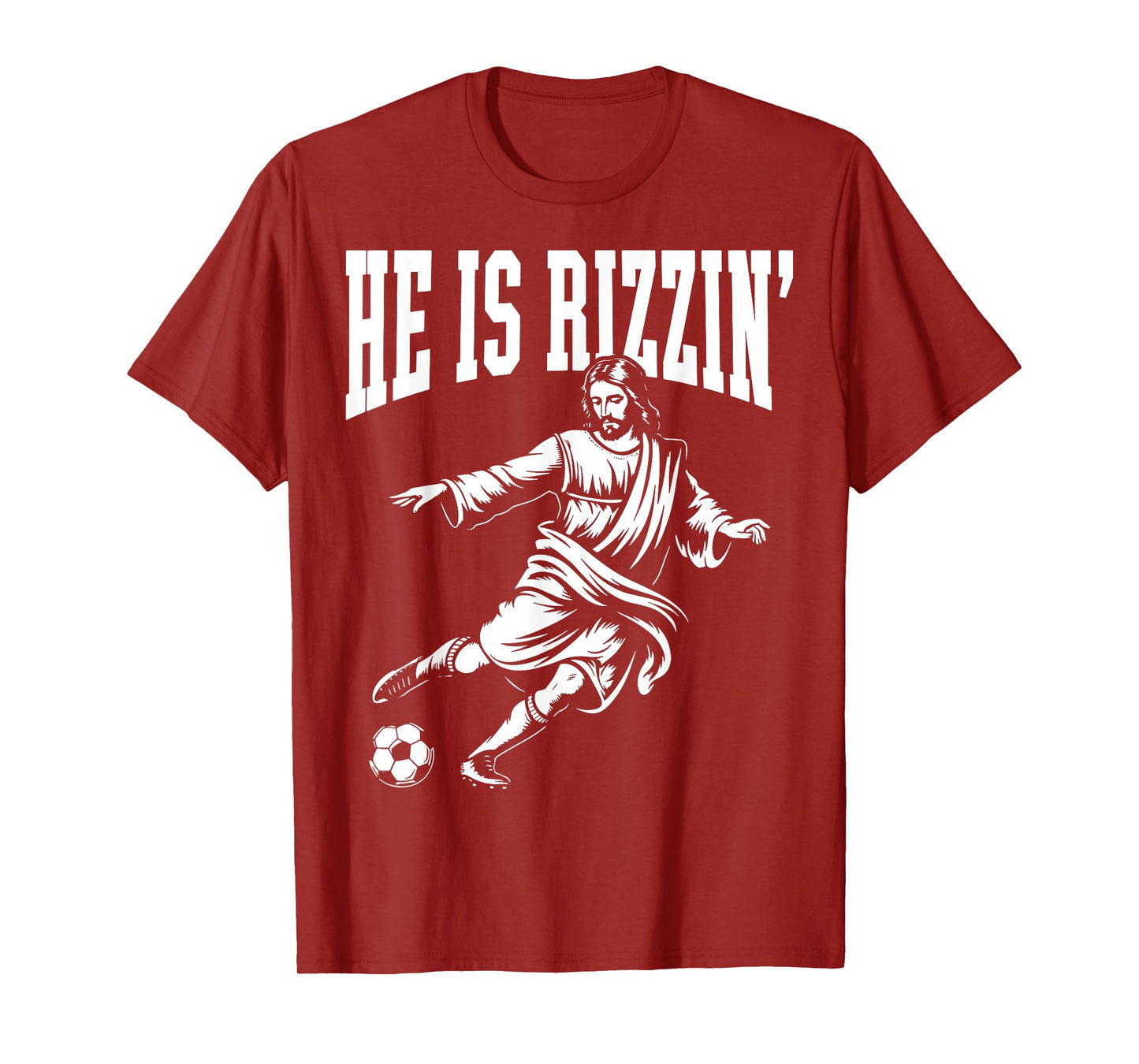 Funny Meme God Christian Christmas He Is Rizzin Jesus Soccer T-Shirt