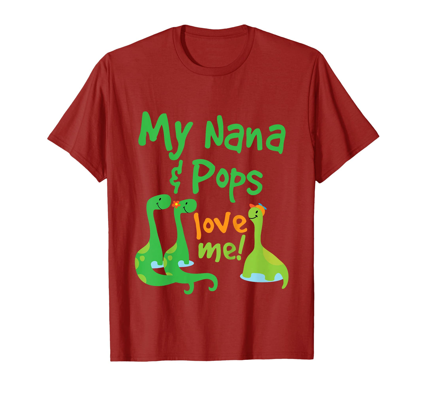 Kids My Nana and Pops Love Me Grandson Dinosaur T-Shirt