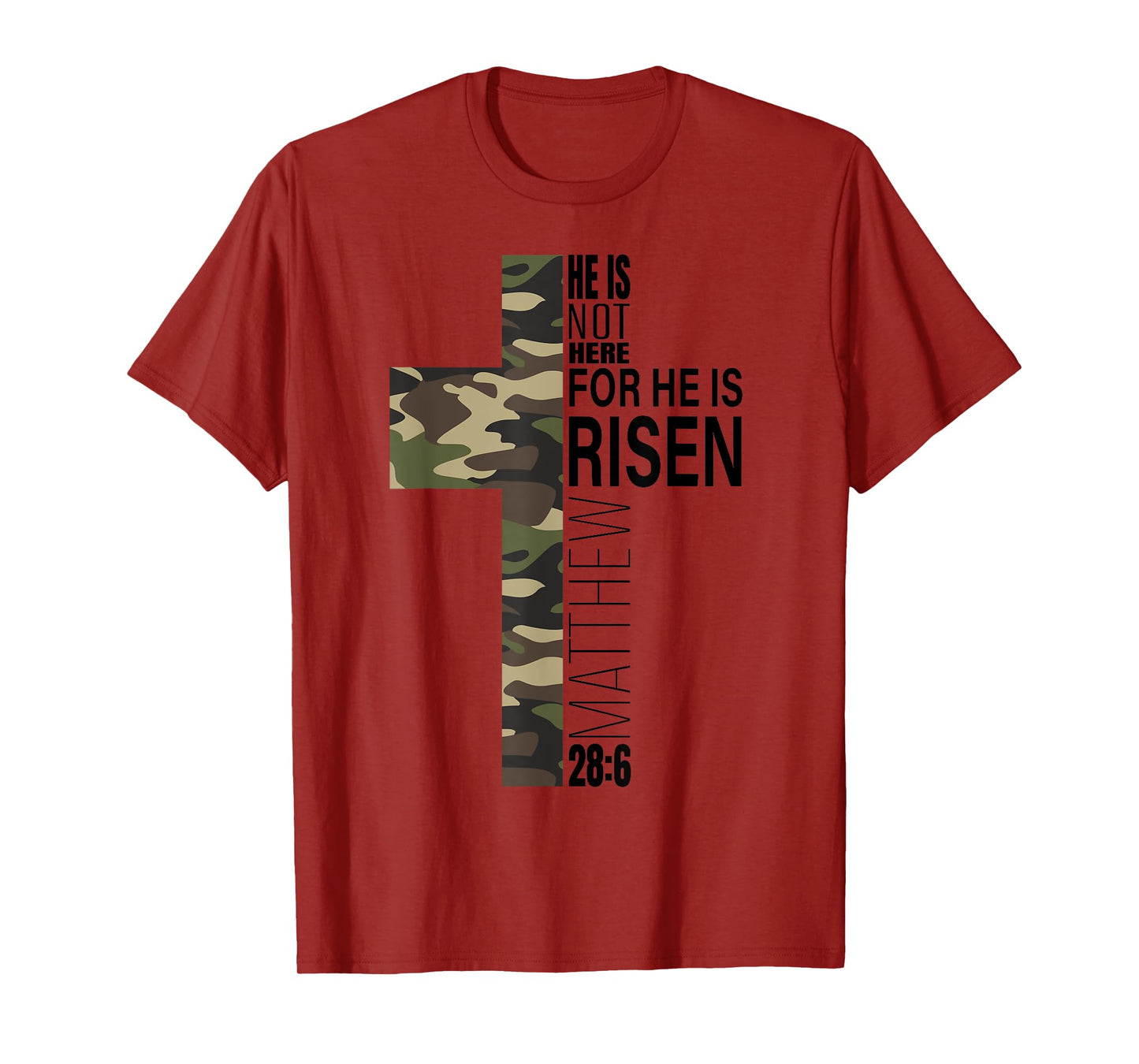 He Is Risen Jesus God Easter Christian Military Camo Cross T-Shirt
