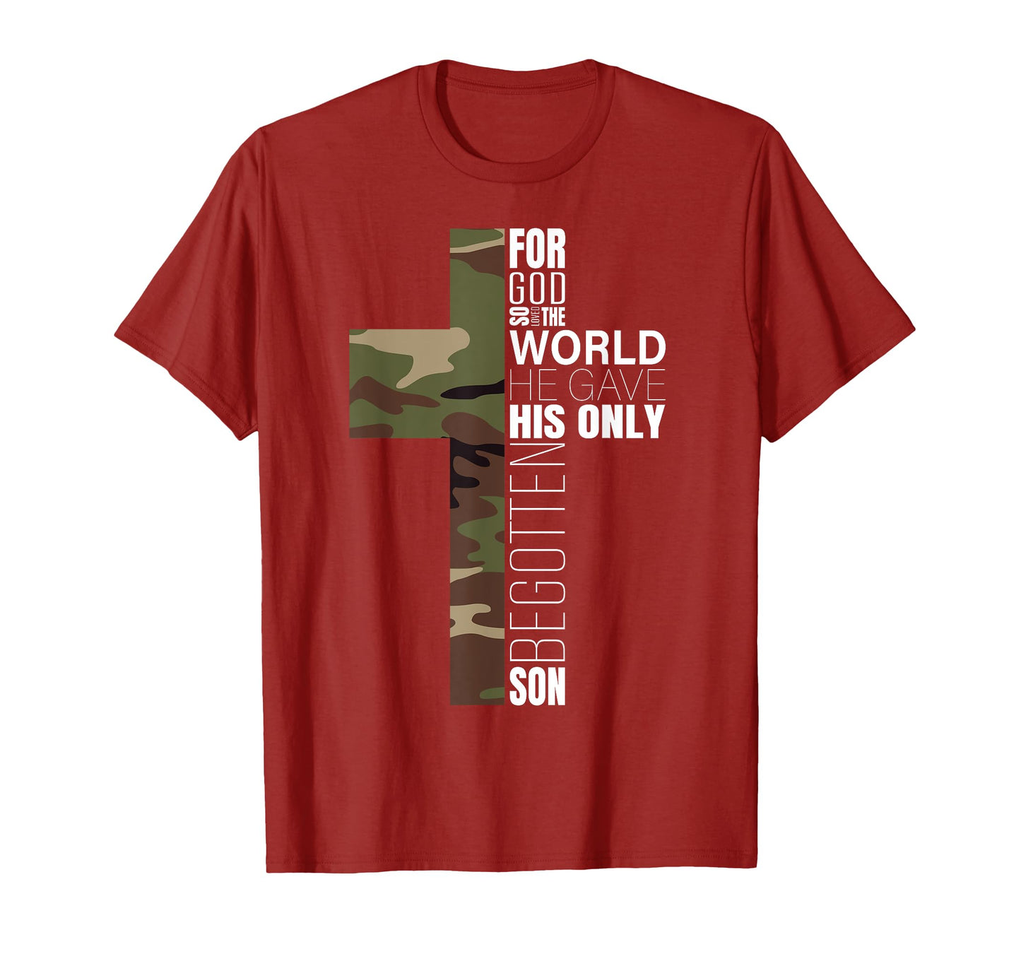 Green Camo Christian Cross Bible Verse Gifts Men John 3 16 Premium T-Shirt