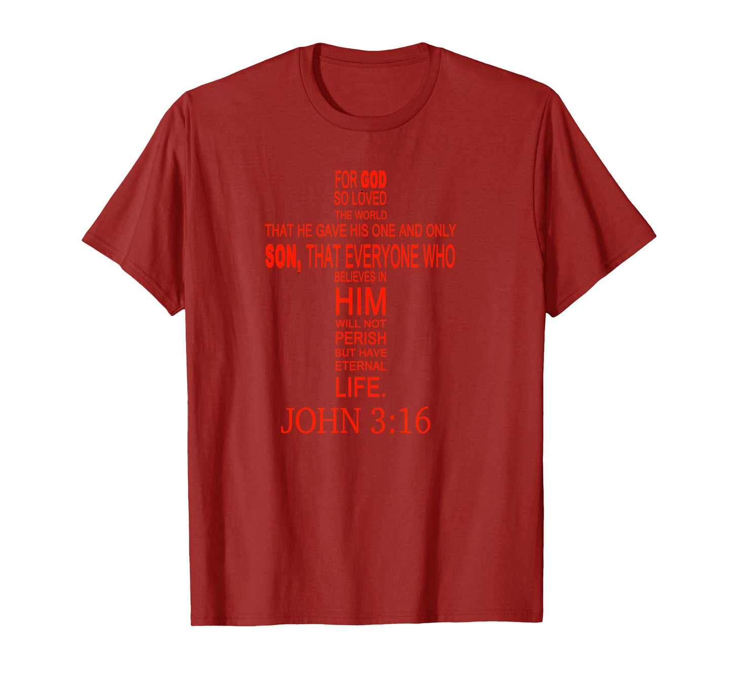 John 3:16 Cross Word Art T-Shirt