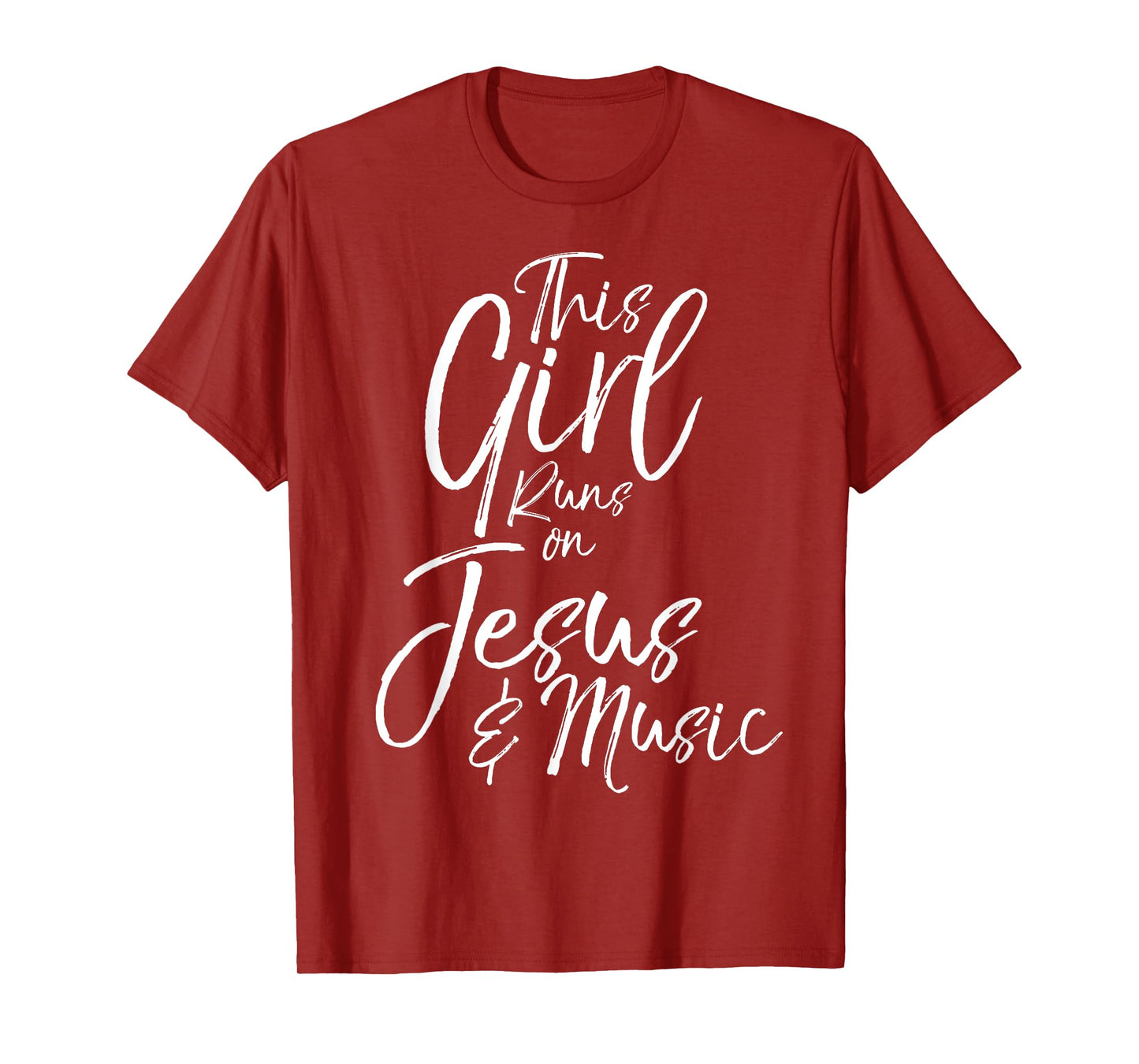 Christian Gift for Women This Girl Runs on Jesus & Music T-Shirt