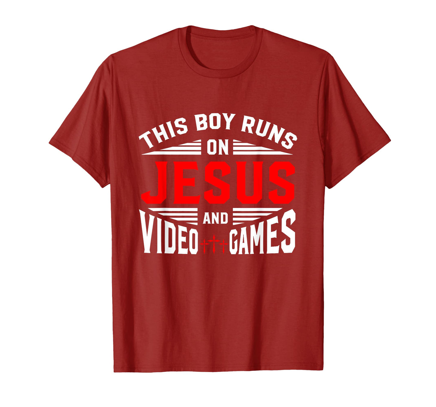 This Boy Runs On Jesus And Video Games Christian Religious T-Shirt