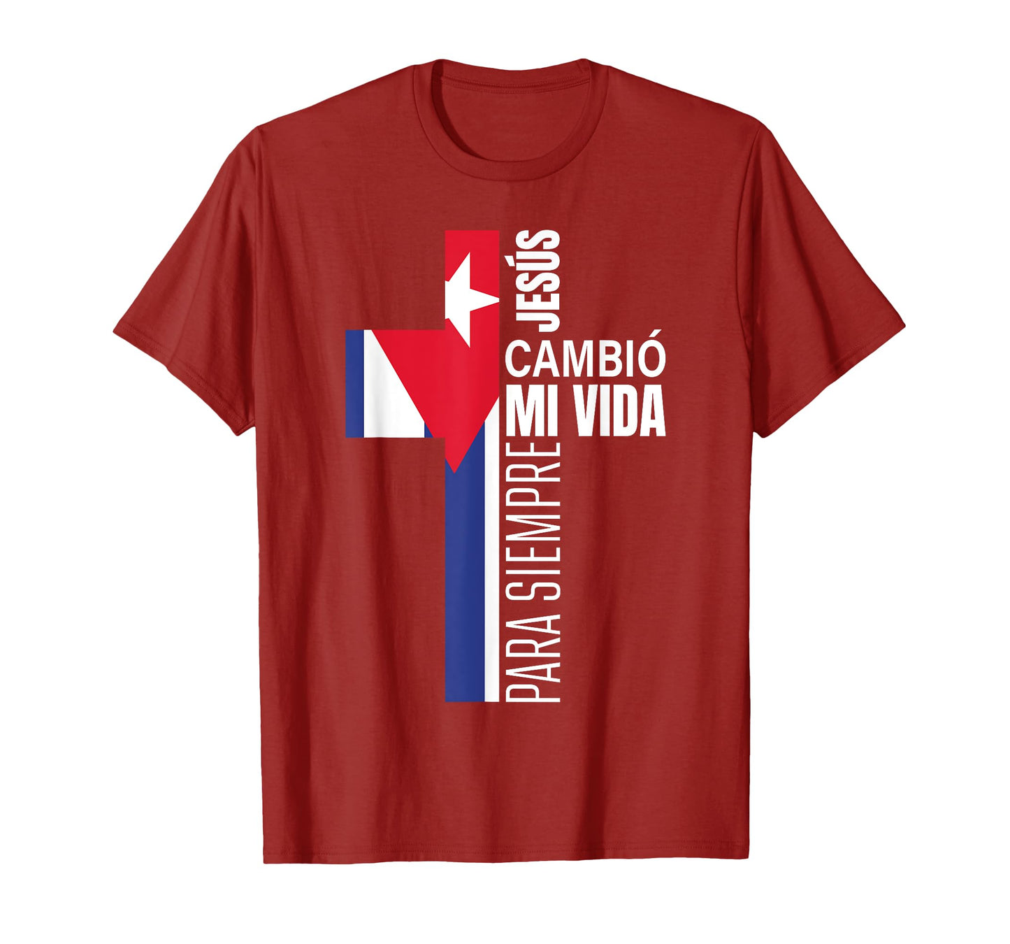 Christian Spanish Gifts Bible Verse Message Jesus Cuban Flag T-Shirt