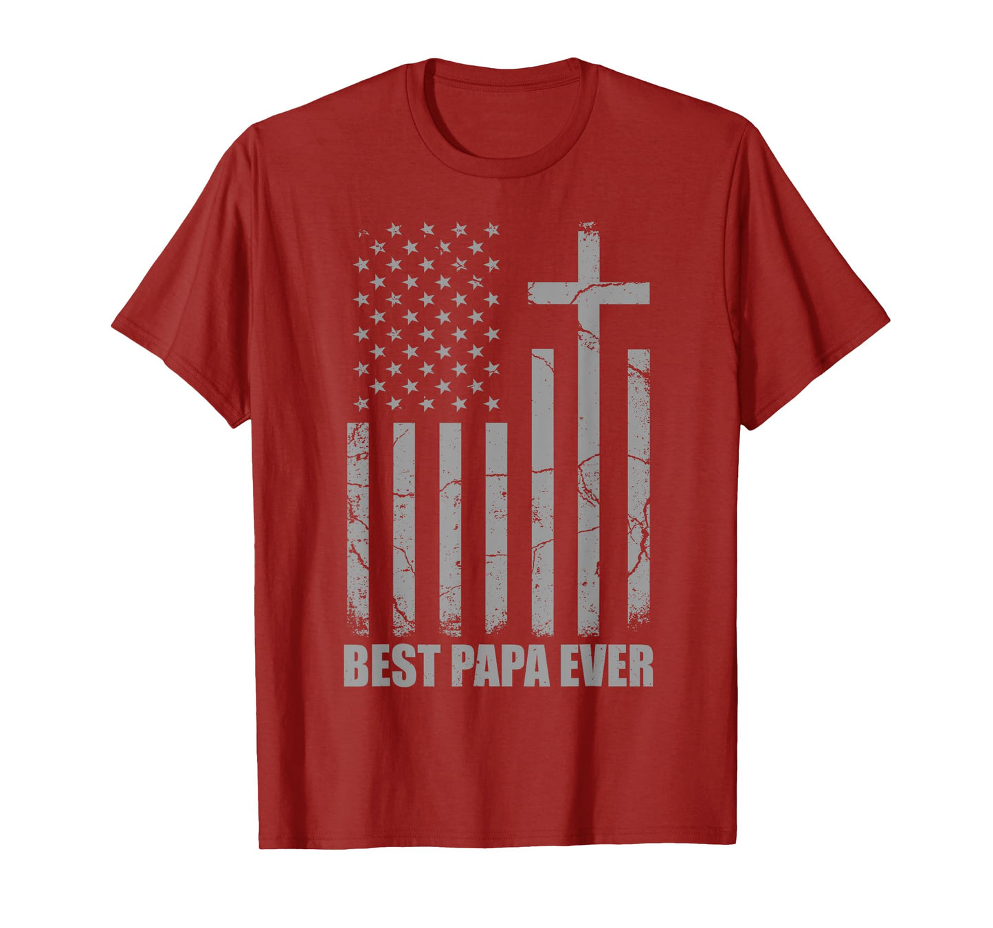 Best Papa Ever Christian Patriotic Dad USA Flag Fathers Day T-Shirt