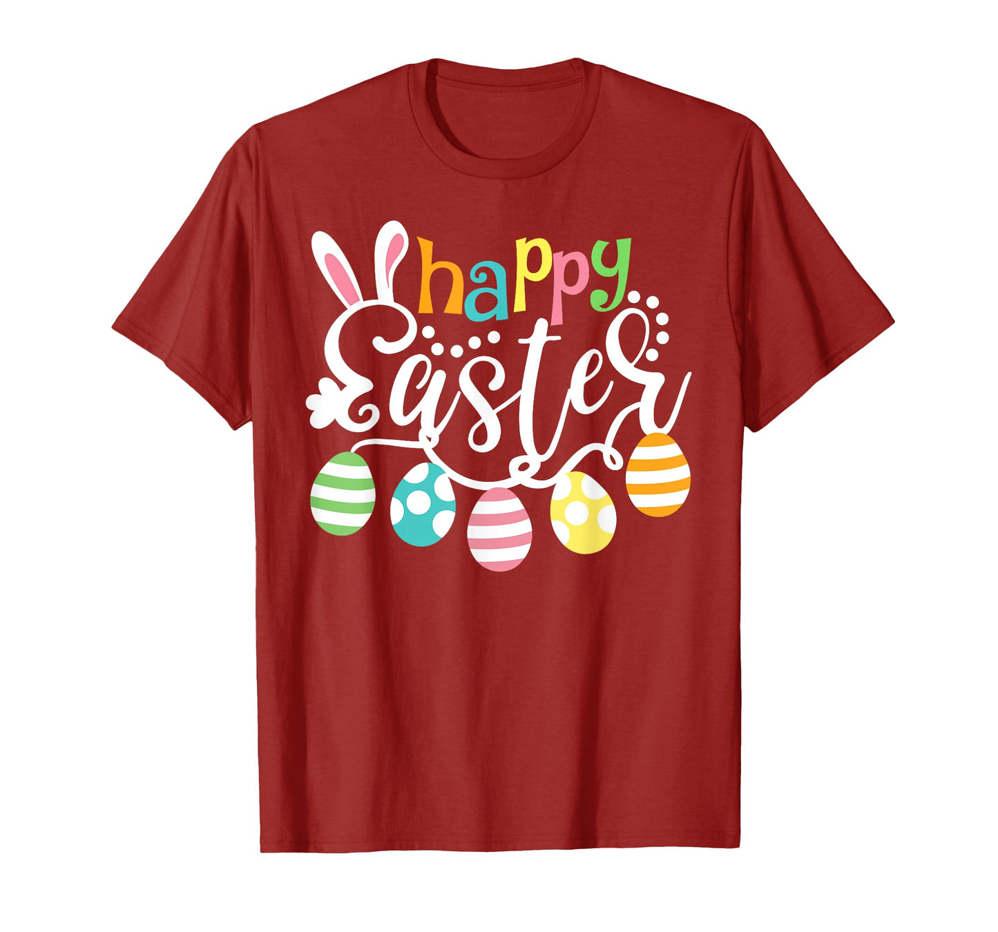 Happy Easter Day Colorful Egg Hunting Cute Bunny Girl Womens T-Shirt
