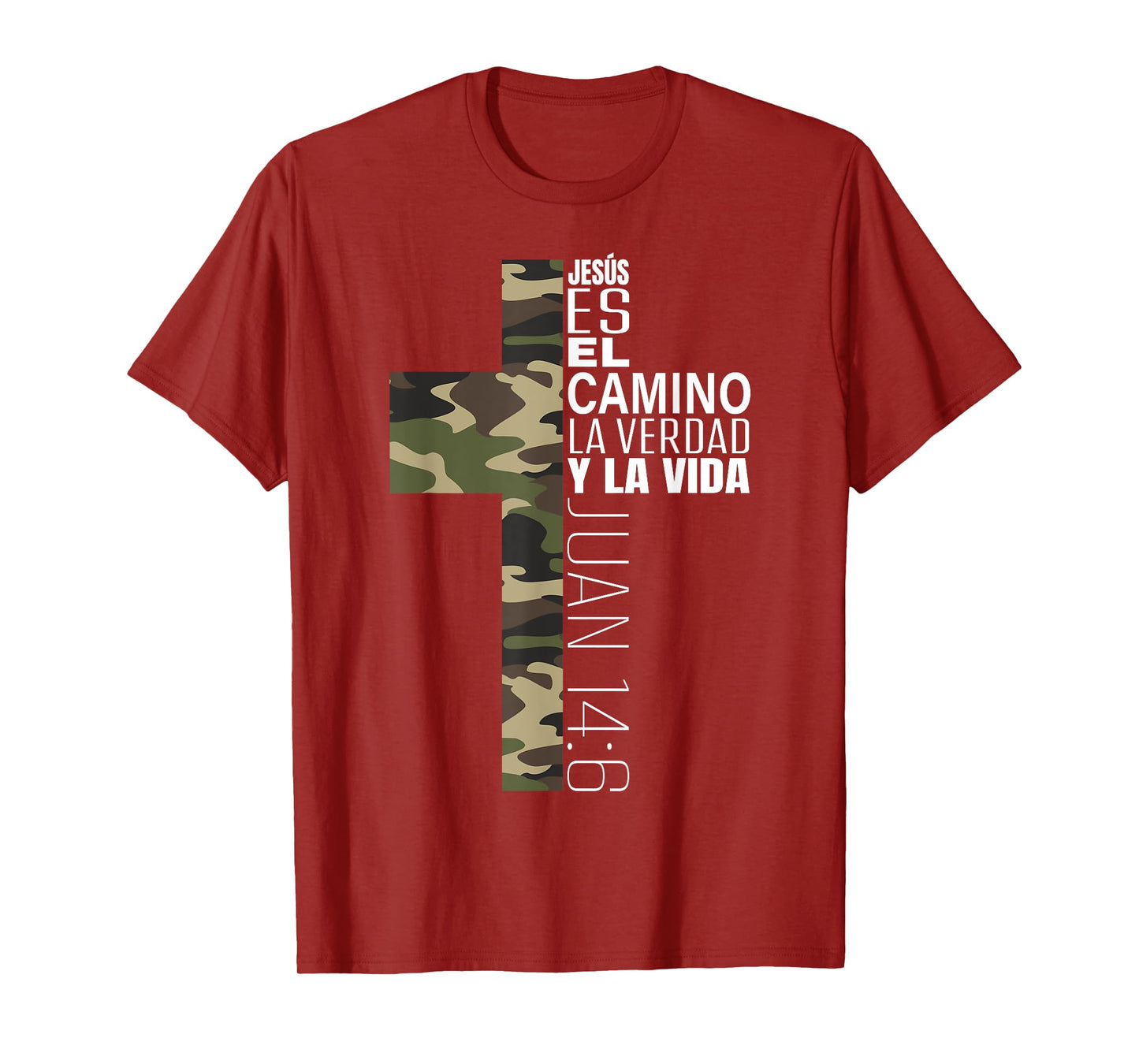 Jesus Christian Spanish Gifts Men Religious Verse Camo Cross T-Shirt