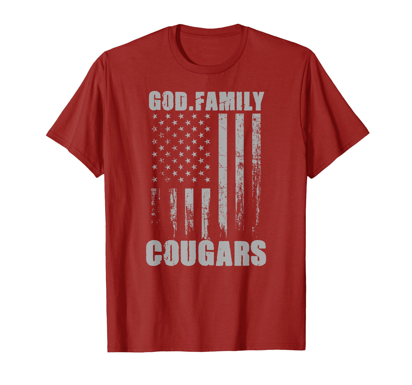 Franklin Cougars God. Family. Vintage USA Flag T-Shirt