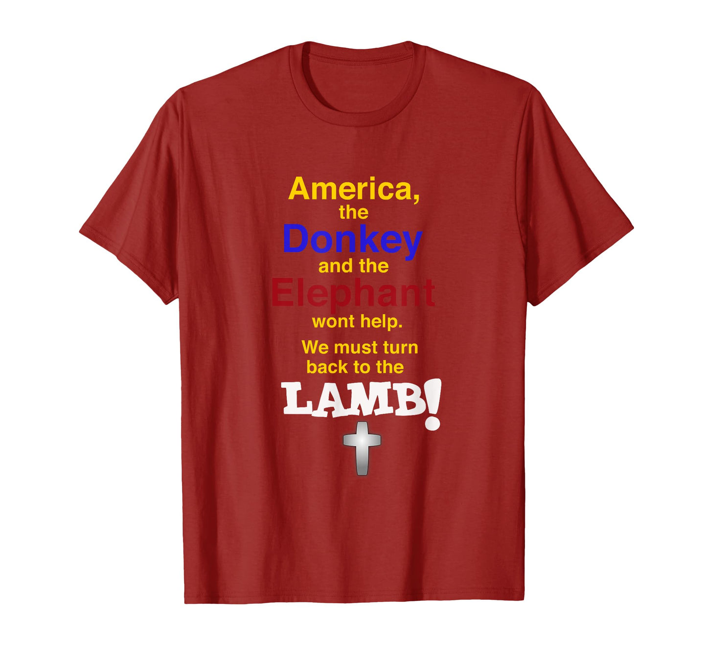 Elephant (Republican) and Donkey (Democrat) Lamb (Christian) T-Shirt