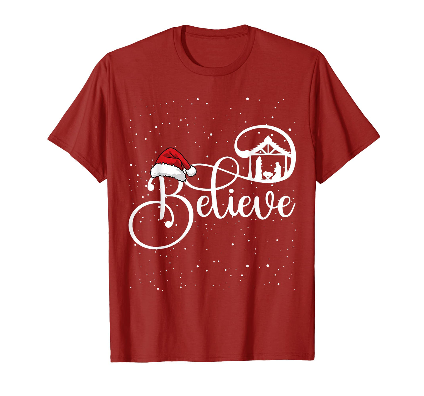 Believe Christian Nativity Scene Christmas Matching Family T-Shirt