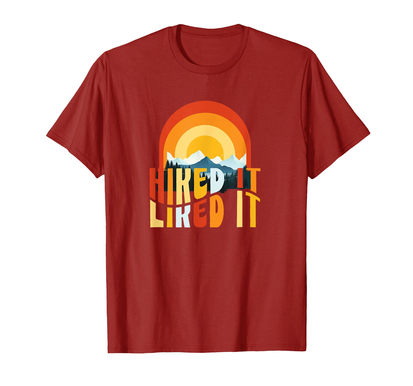 Retro Groovy Wavy Hiked It Liked It 70s Style Mountains Sun T-Shirt