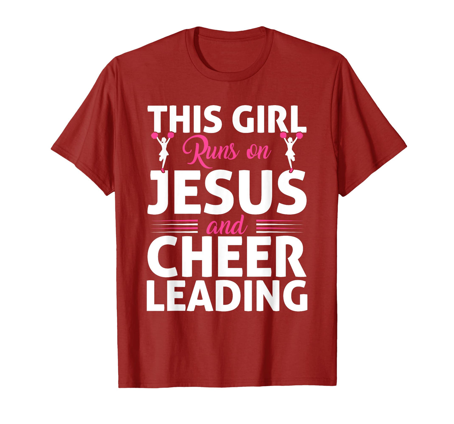 Cheer Cheerleading Jesus Faith Christian This Girl Runs On T-Shirt