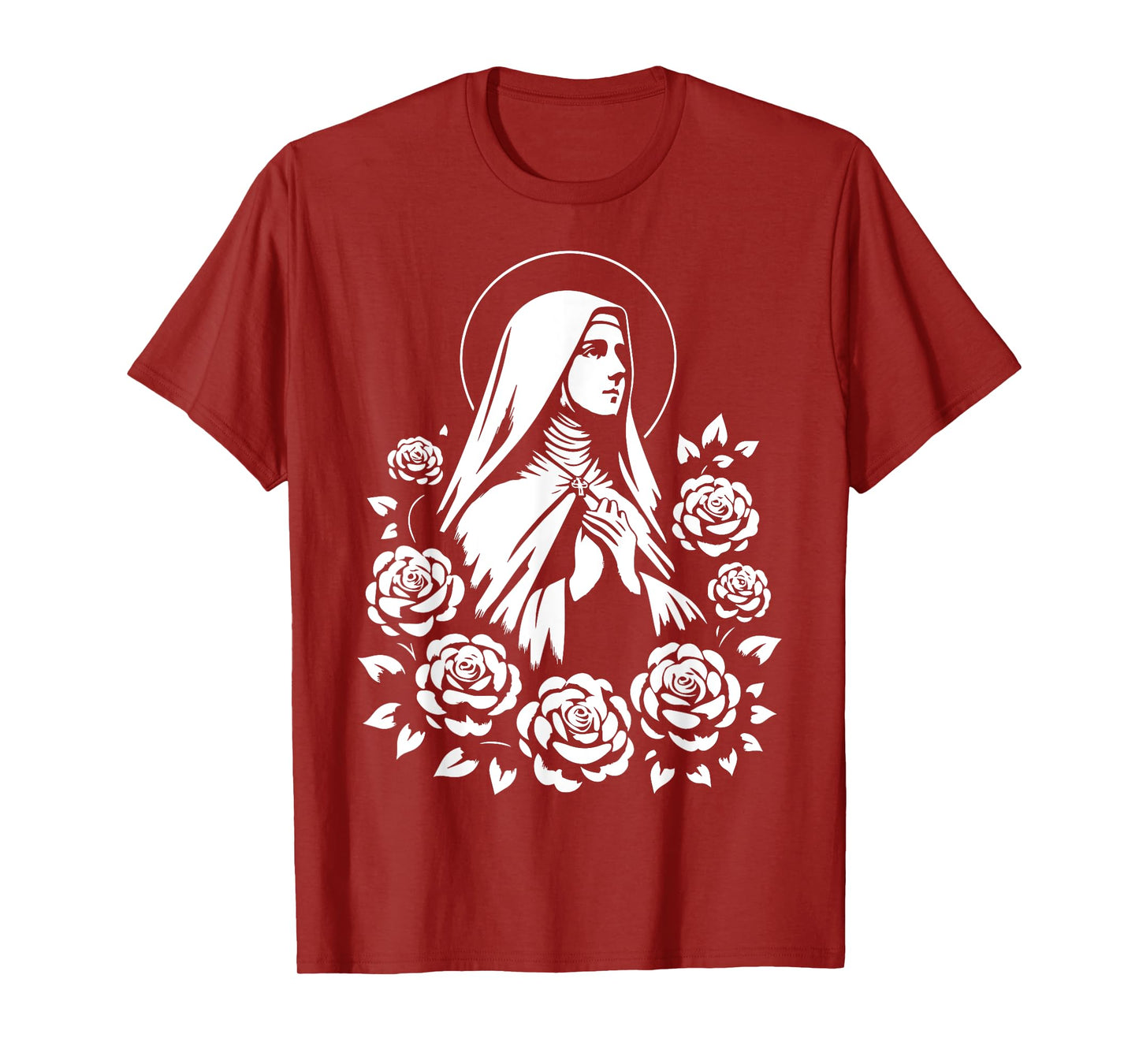 St Therese of Lisieux Little Flower Saint Roses Catholic Art T-Shirt