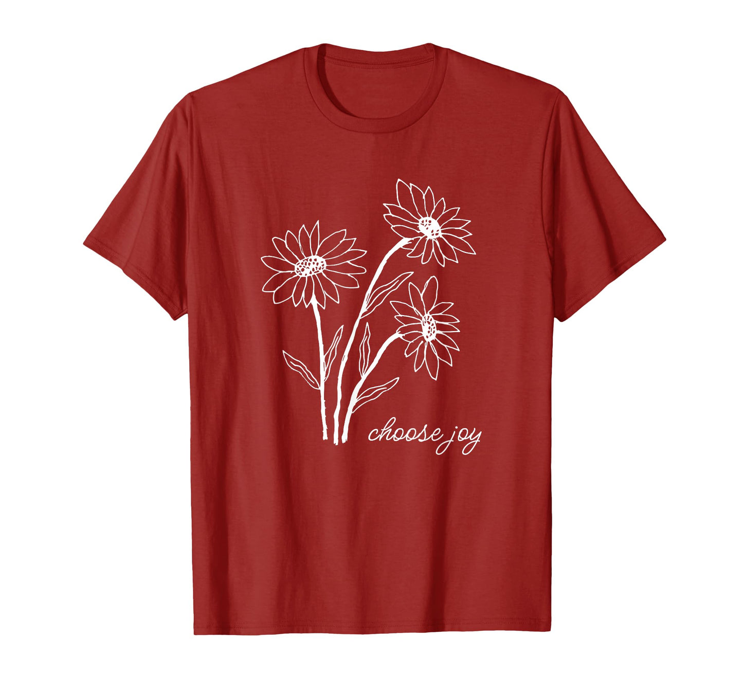 CAMCdesigns Choose Joy Floral Flower Garden Happy Christian Inspiration T-Shirt, Small, Black