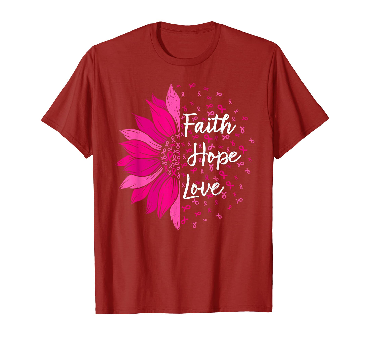 Faith Hope Love Sunflower Breast Cancer Awareness T-Shirt