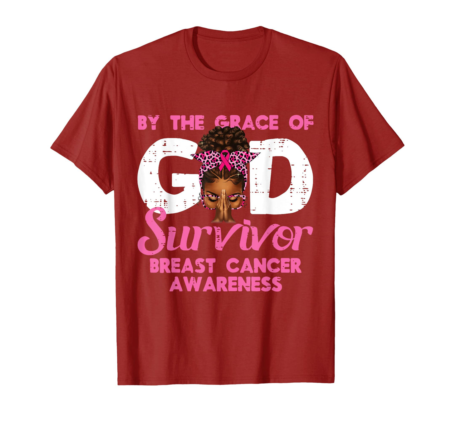 Grace God Breast Cancer Survivor Black Women Afro Christian T-Shirt