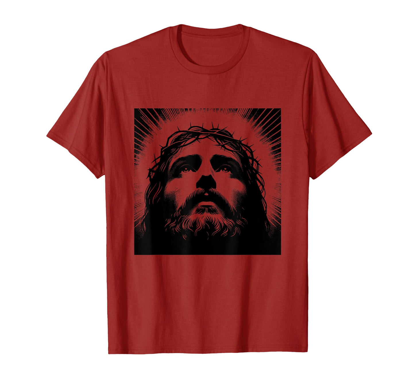 Face of Christ Crown of Thorns Christian Engraving Jesus T-Shirt
