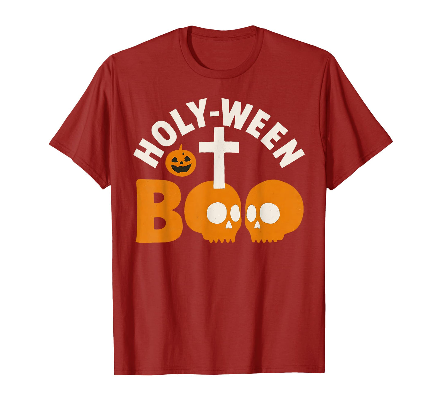 Holy-Ween Boo Christian Halloween Cross and Skull Catholic T-Shirt