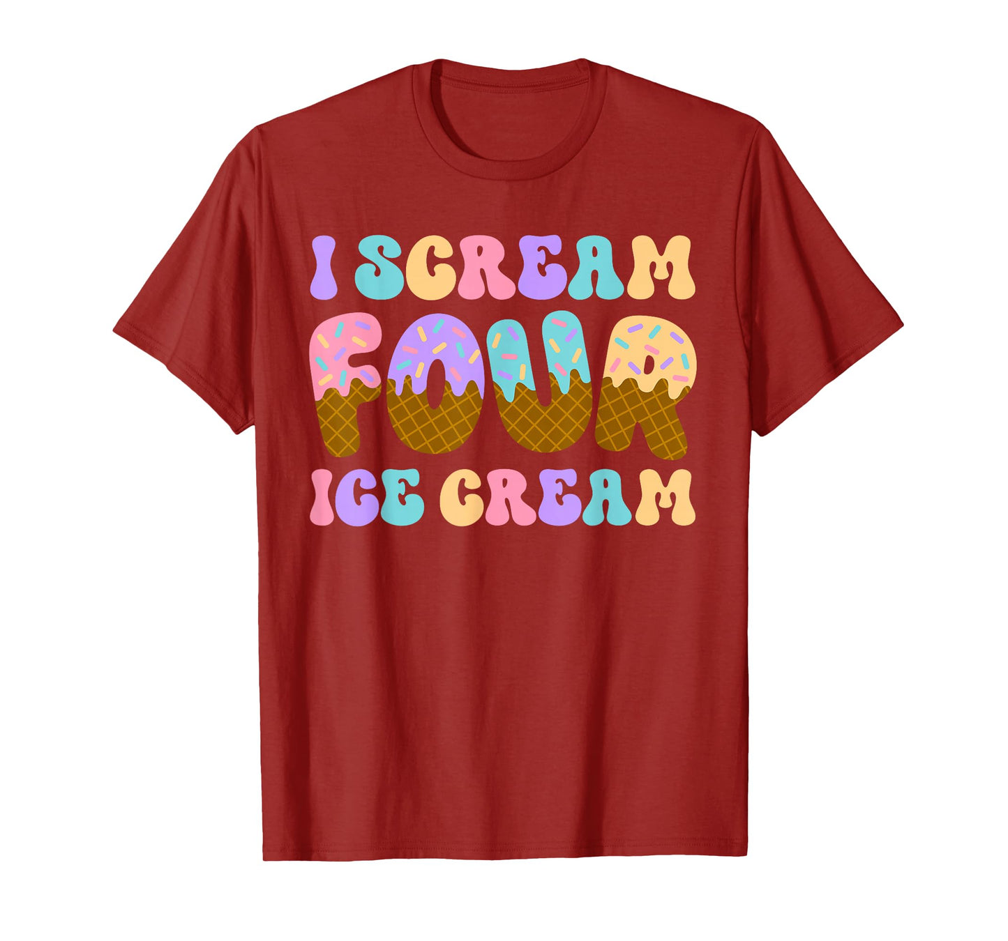 I Scream Four Ice Cream 4th Birthday Kid Boy Girl Bday Party T-Shirt