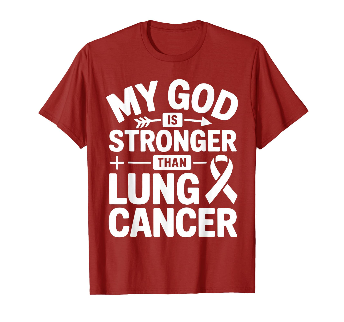 Lung Cancer Support God's Strength White Ribbon Awareness T-Shirt