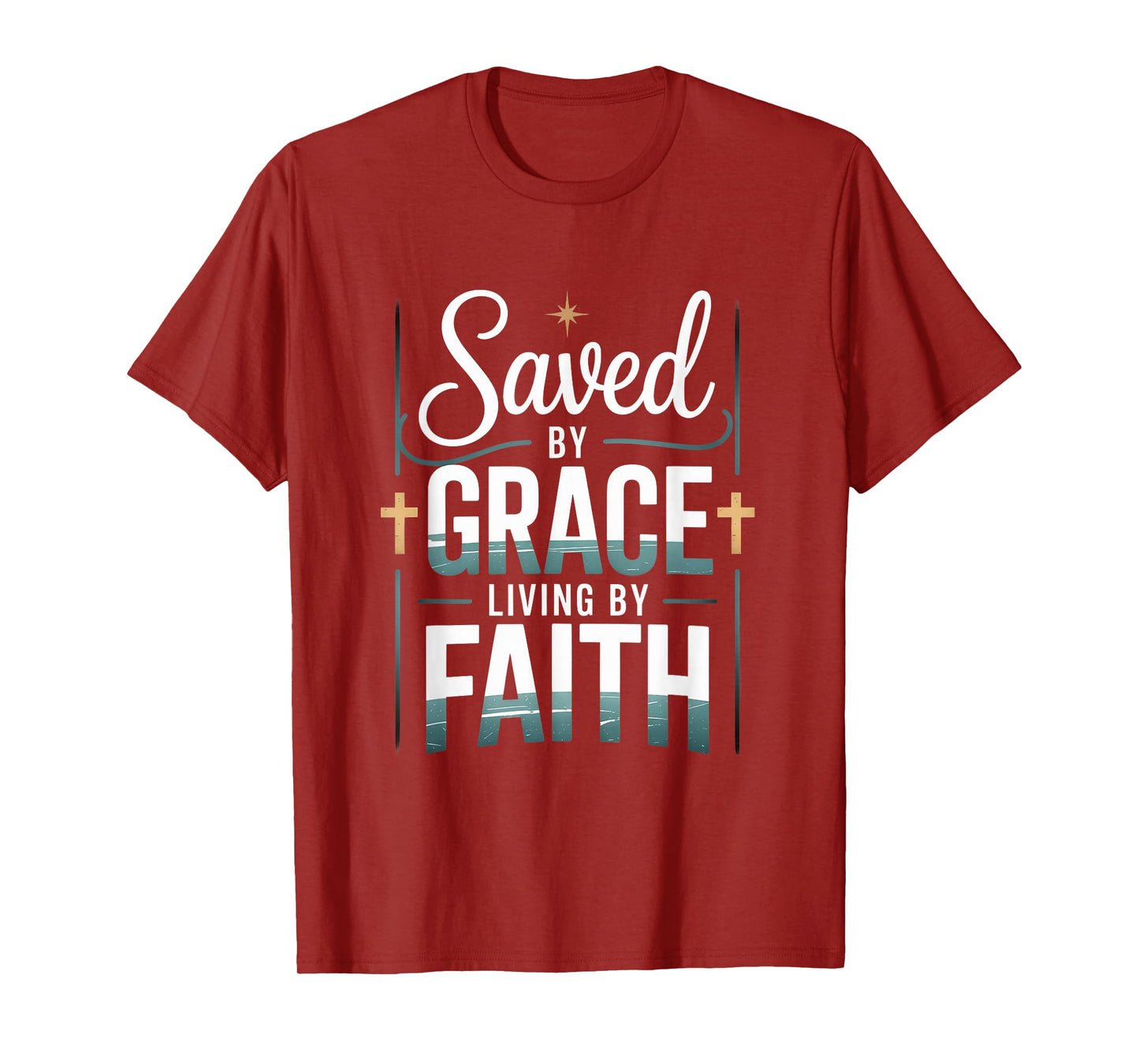 Saved by Grace Living by Faith Christian Streetwear T-Shirt