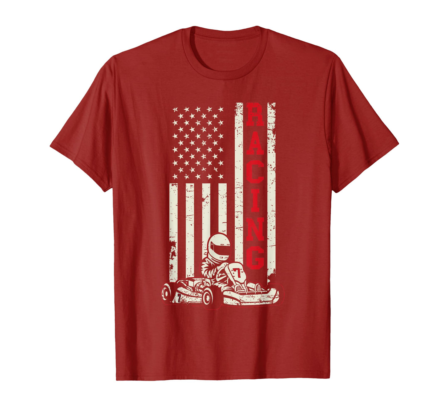 Go Kart Racer US Flag Karting American Racer Go Kart T-Shirt