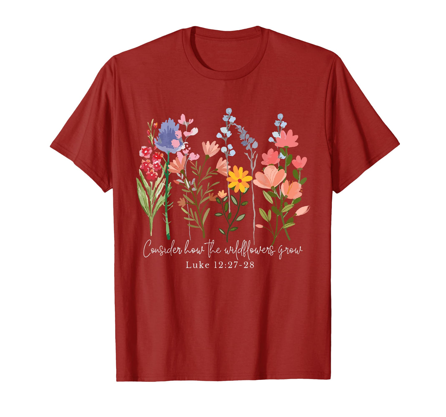 Retro Consider How The Wildflowers Grow Jesus Christian T-Shirt