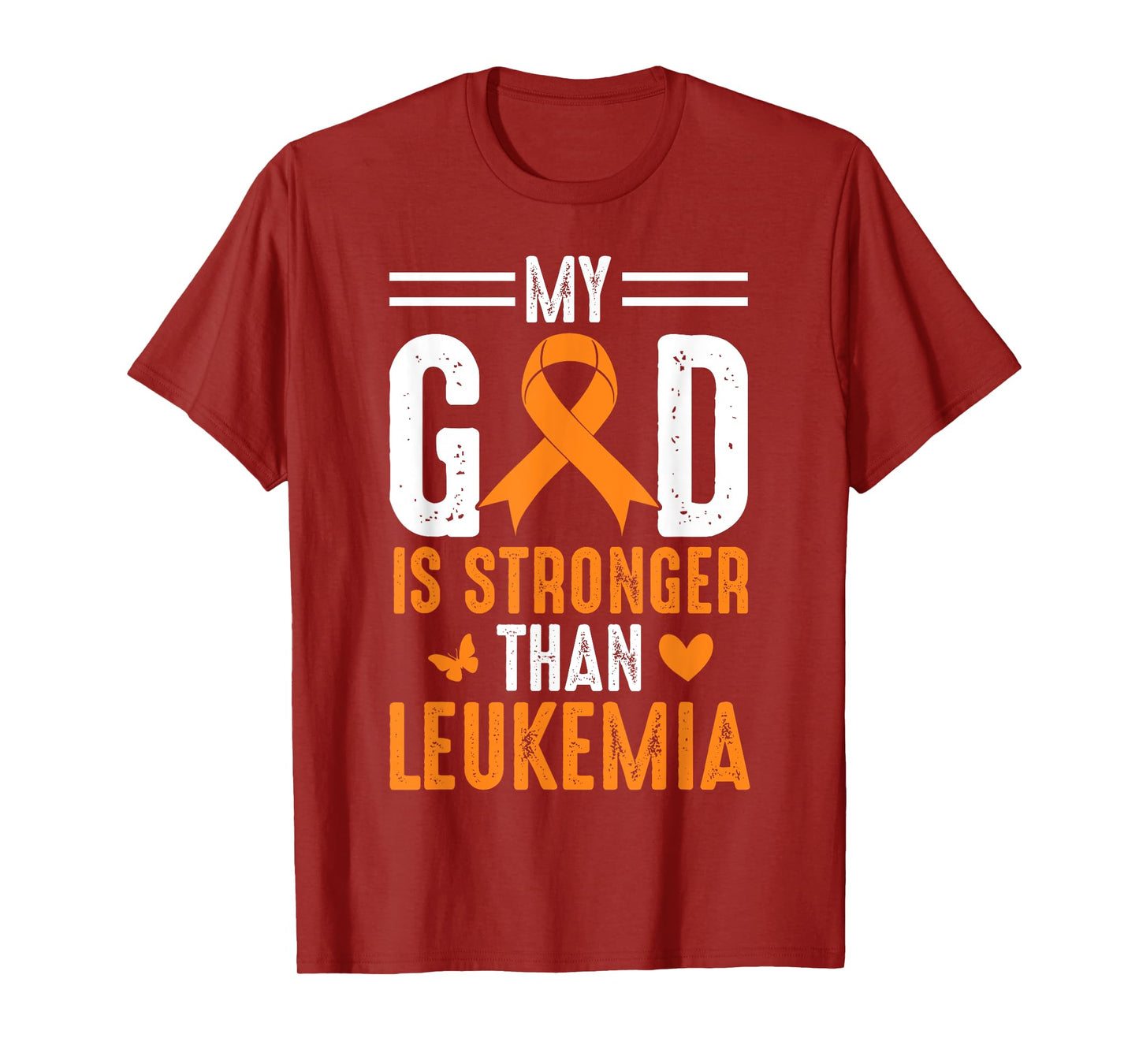 My God Is Stronger Than Leukemia Awareness Orange Ribbon T-Shirt