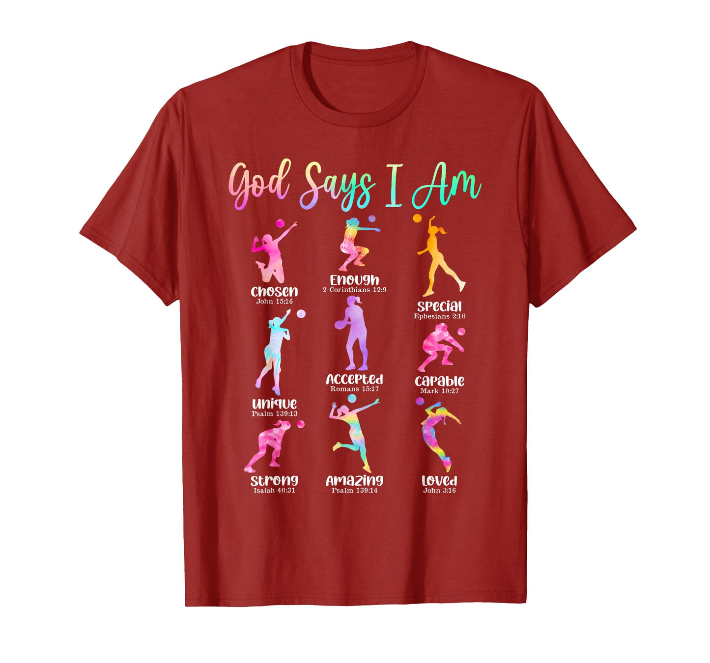 God Says I Am Christian Girls Teens Kids Volleyball Lover T-Shirt