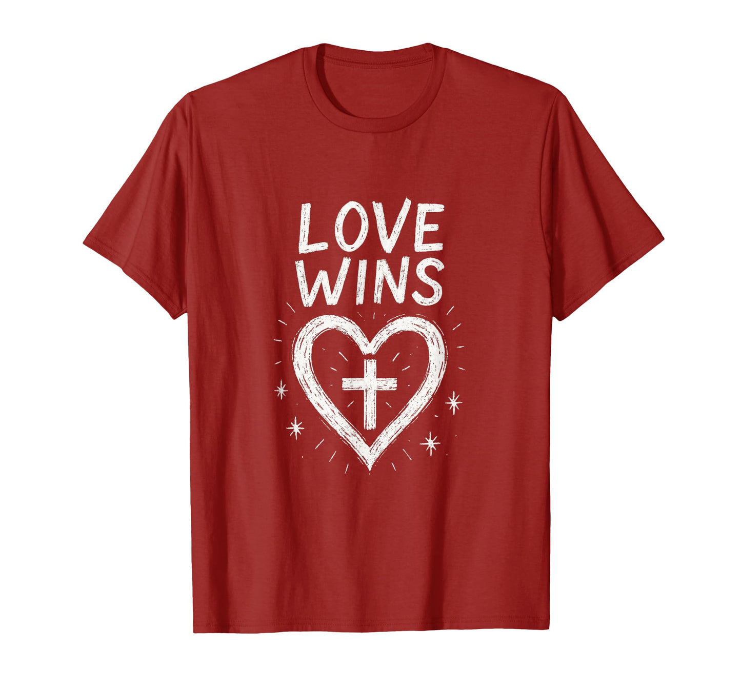 Love Wins - Cross Heart Christian Faith Prayer T-Shirt