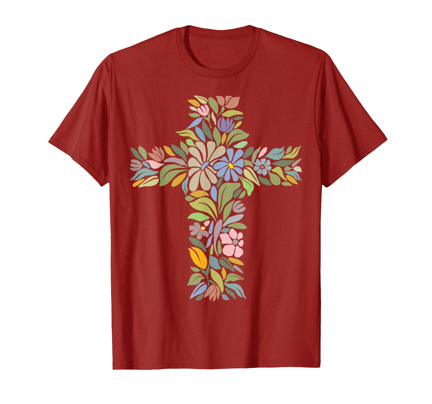 Beautiful Cross of Flowers Christian Jesus Floral Crucifix T-Shirt