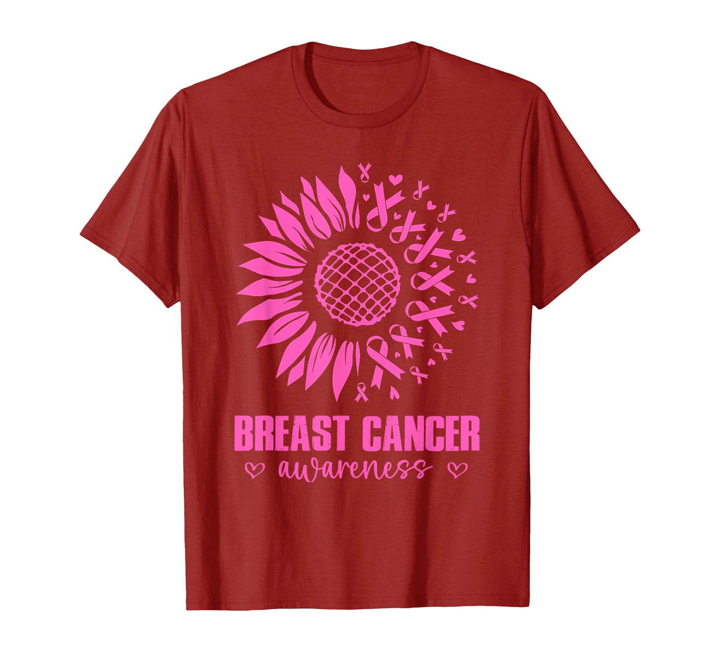 Sunflower Breast Cancer Awareness Pink Ribbon in October T-Shirt