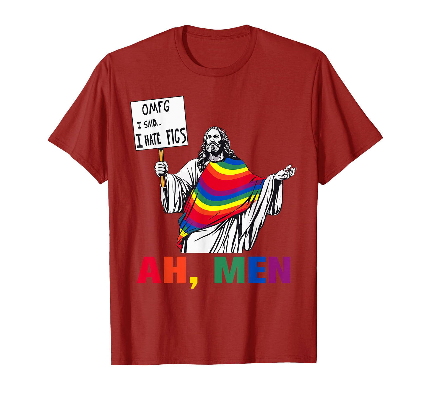 Vintage Ah Men LGBT Gay Pride Christian Jesus Rainbow Flag T-Shirt