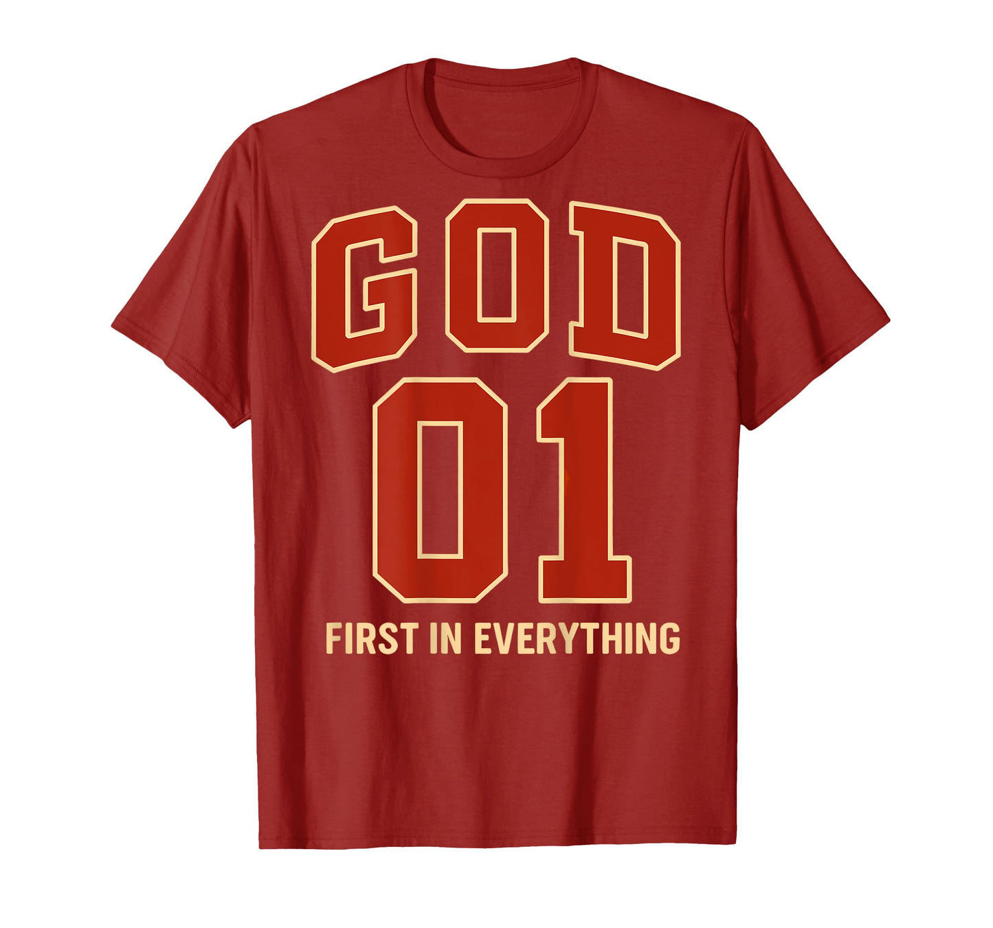 (ON Back) God is #1 First Sports Jersey Style Christian Men T-Shirt