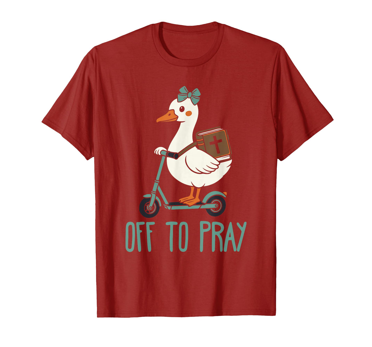 Off to Pray Funny Goose Christian Faith T-Shirt