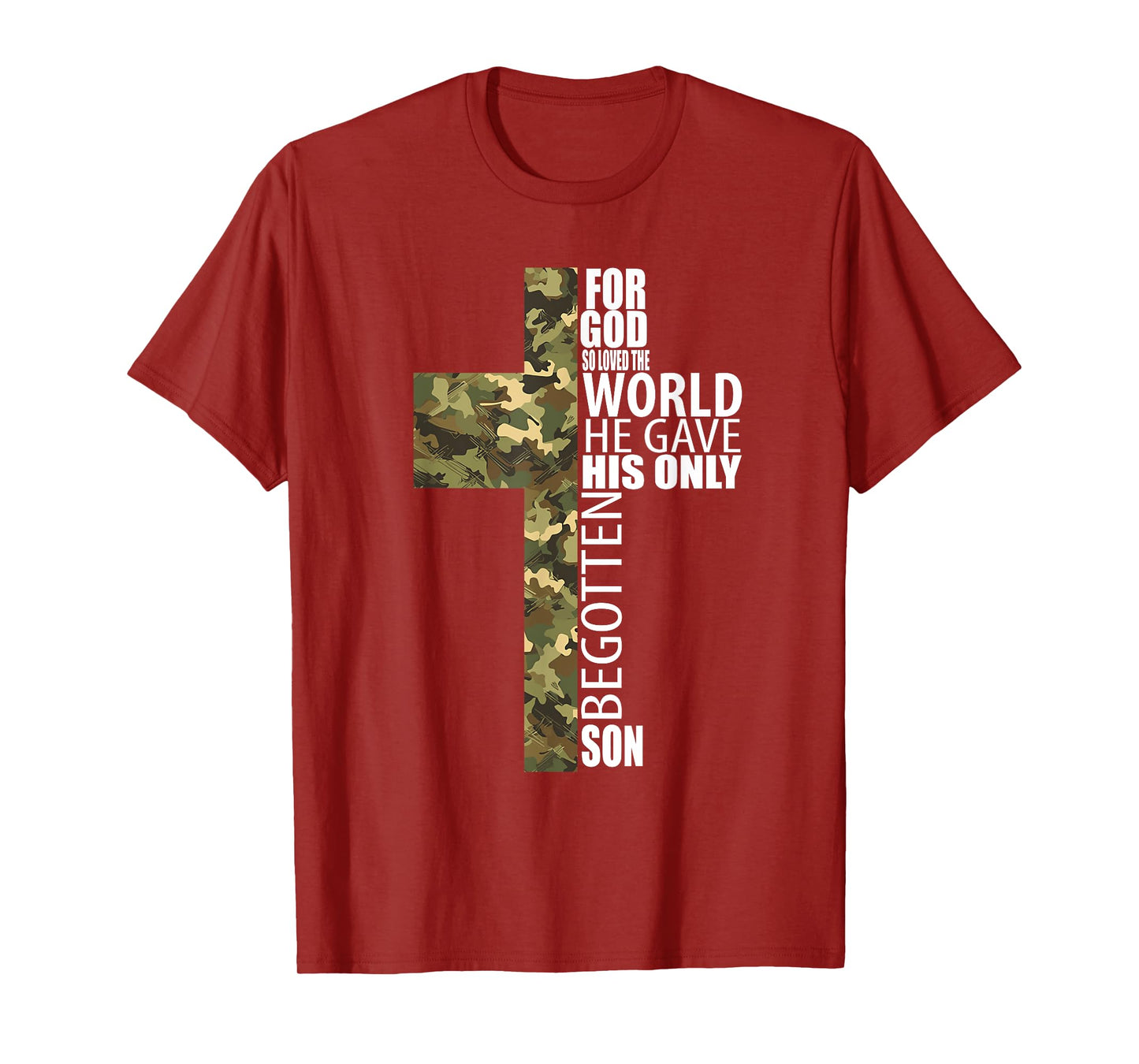 Camo Jesus Christian Cross Bible Verse Men Kids John 3 16 T-Shirt