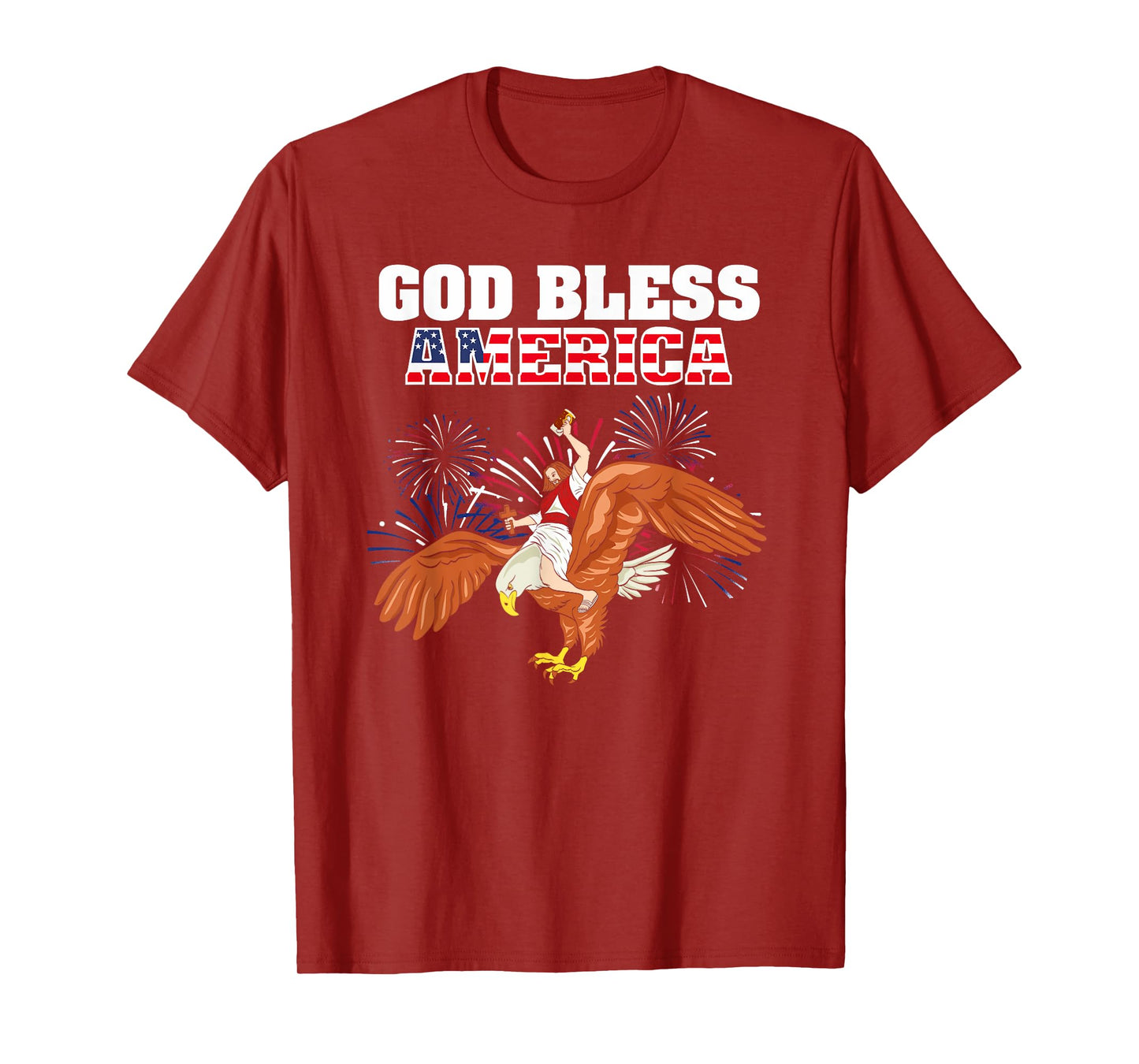 God Bless America shirt Jesus Riding a Bald Eagle t-shirt T-Shirt