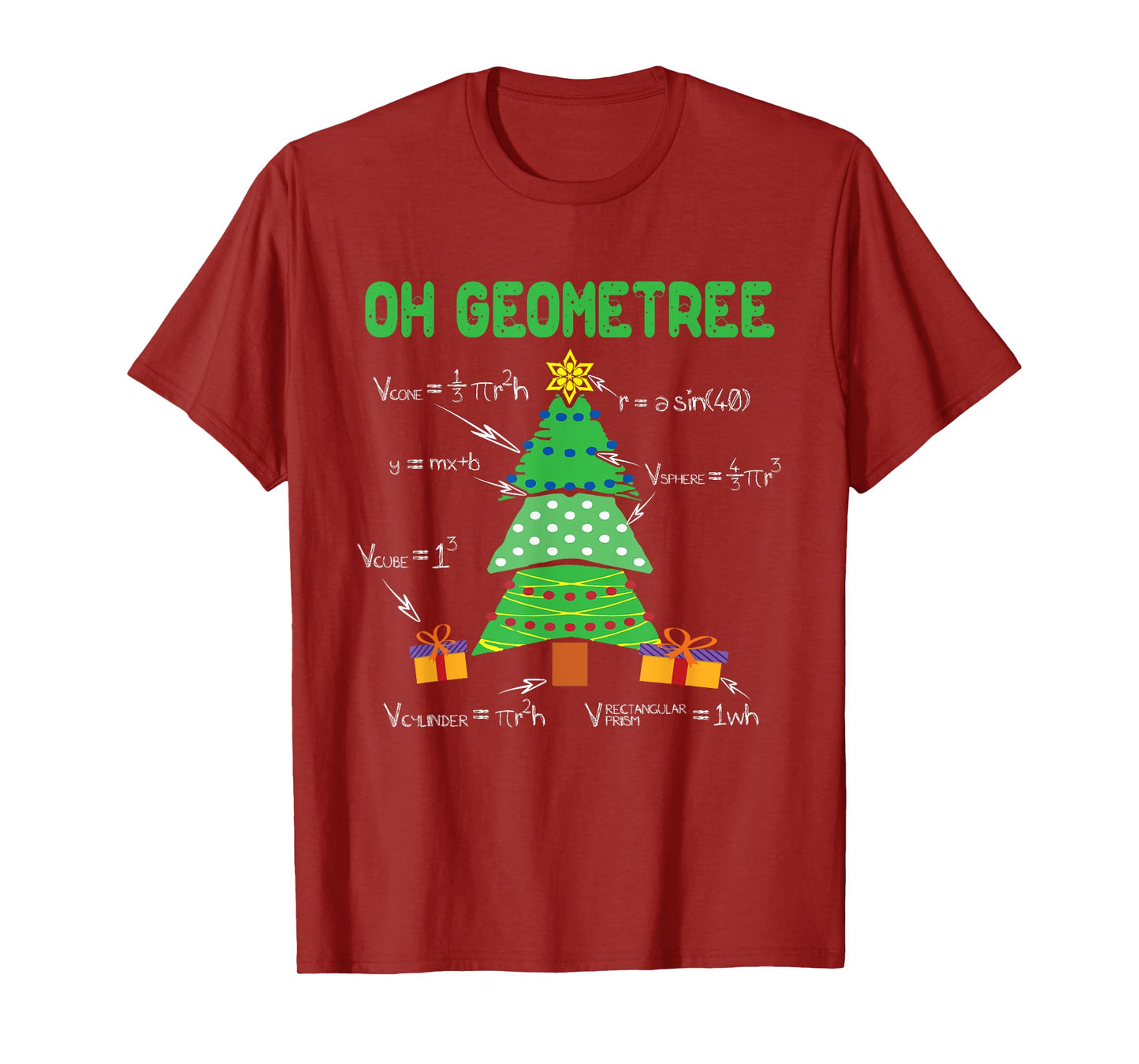 Oh Geometree Geometry Math Science Teacher Christmas Men Women Kids T-Shirt