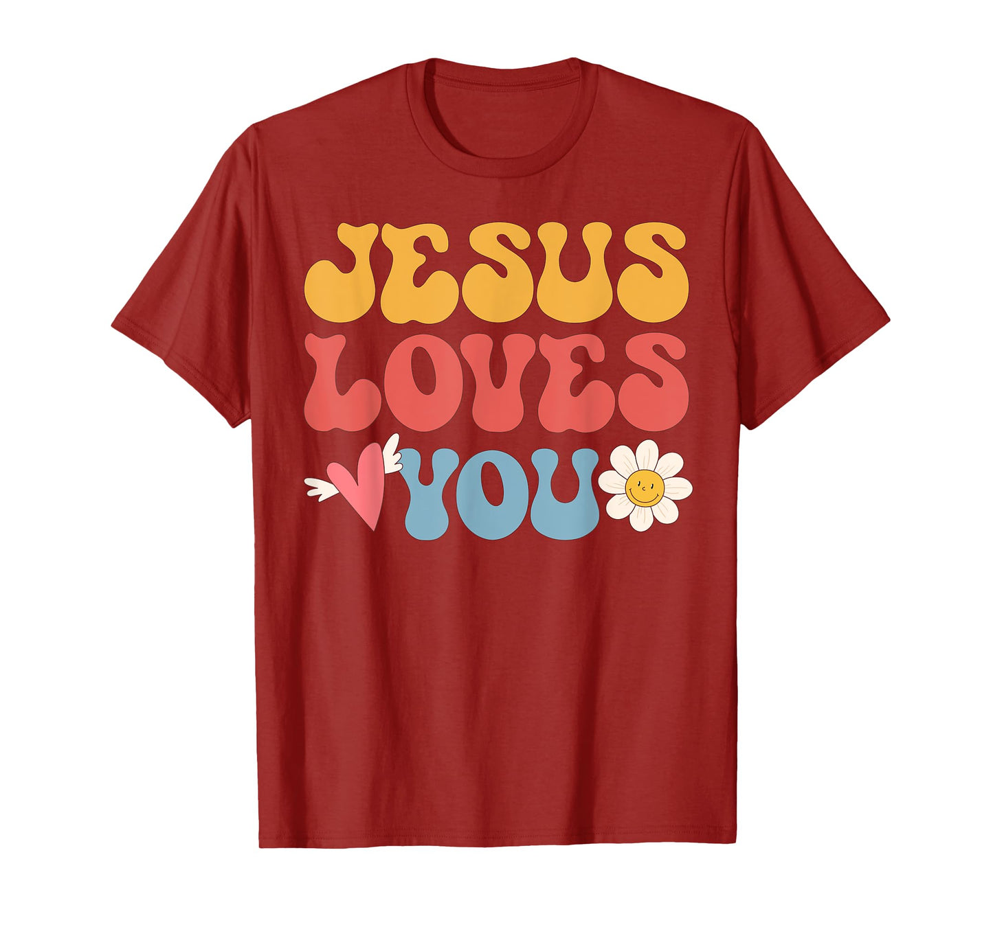 Groovy Jesus Loves You Christian 70's Hippie T-Shirt