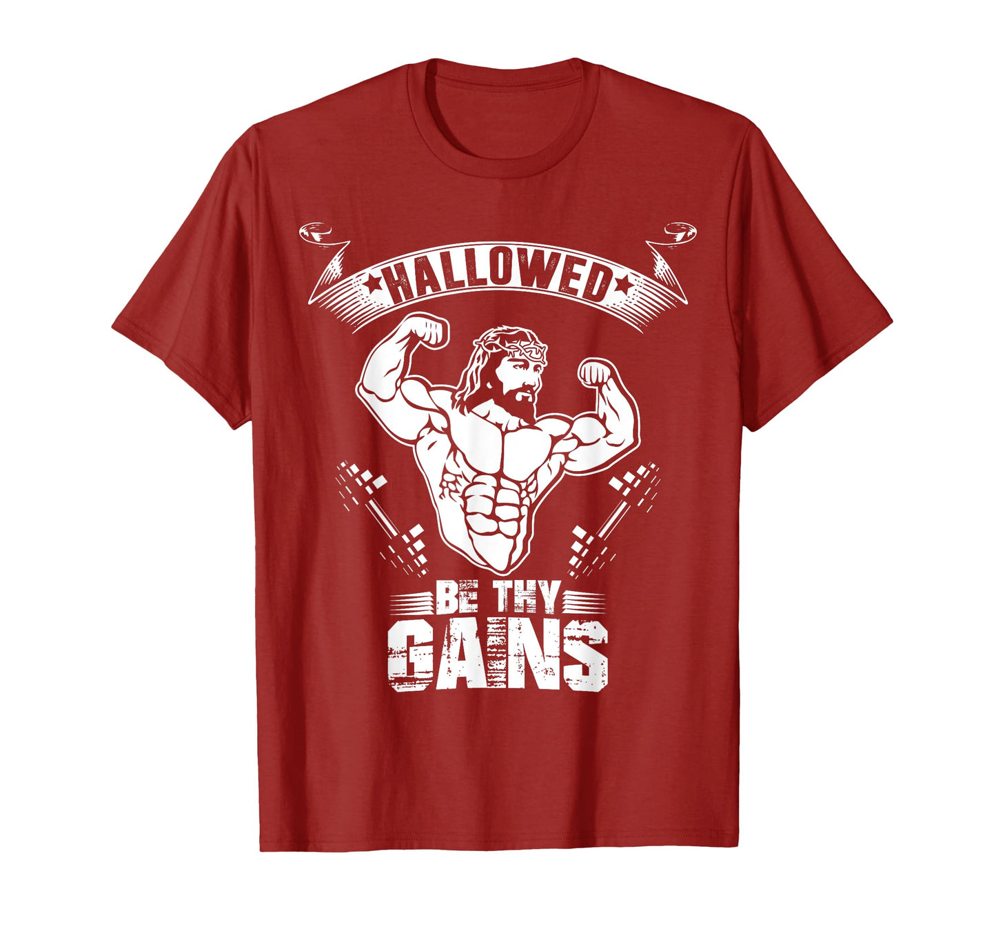 Mens Jesus Bodybuilding T Shirt - Funny Jesus Weight Lifting Tee XL Purple