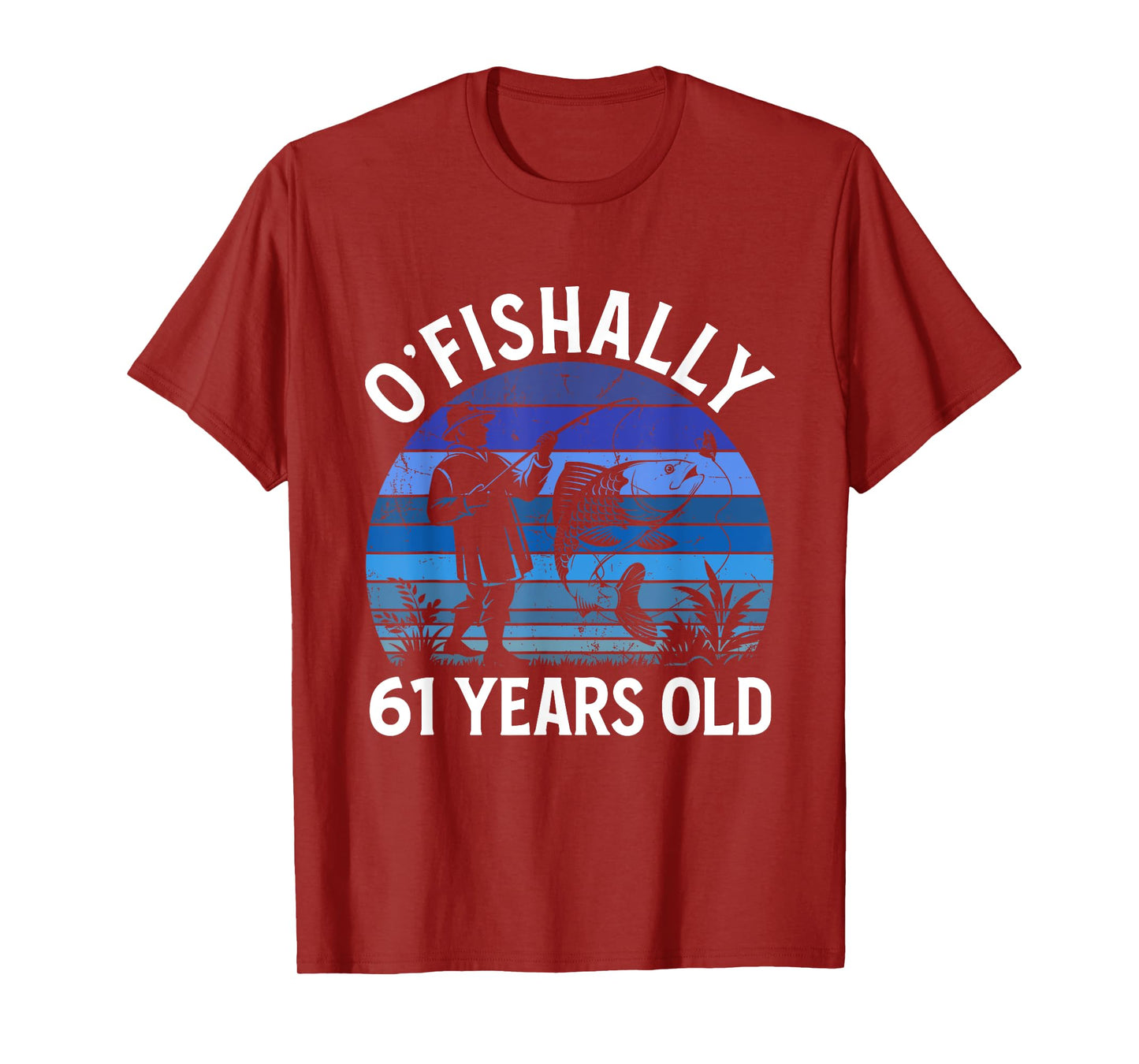 Ofishally 61 Years Old 61 BDay Fisherman 61 Birthday Fishing T-Shirt