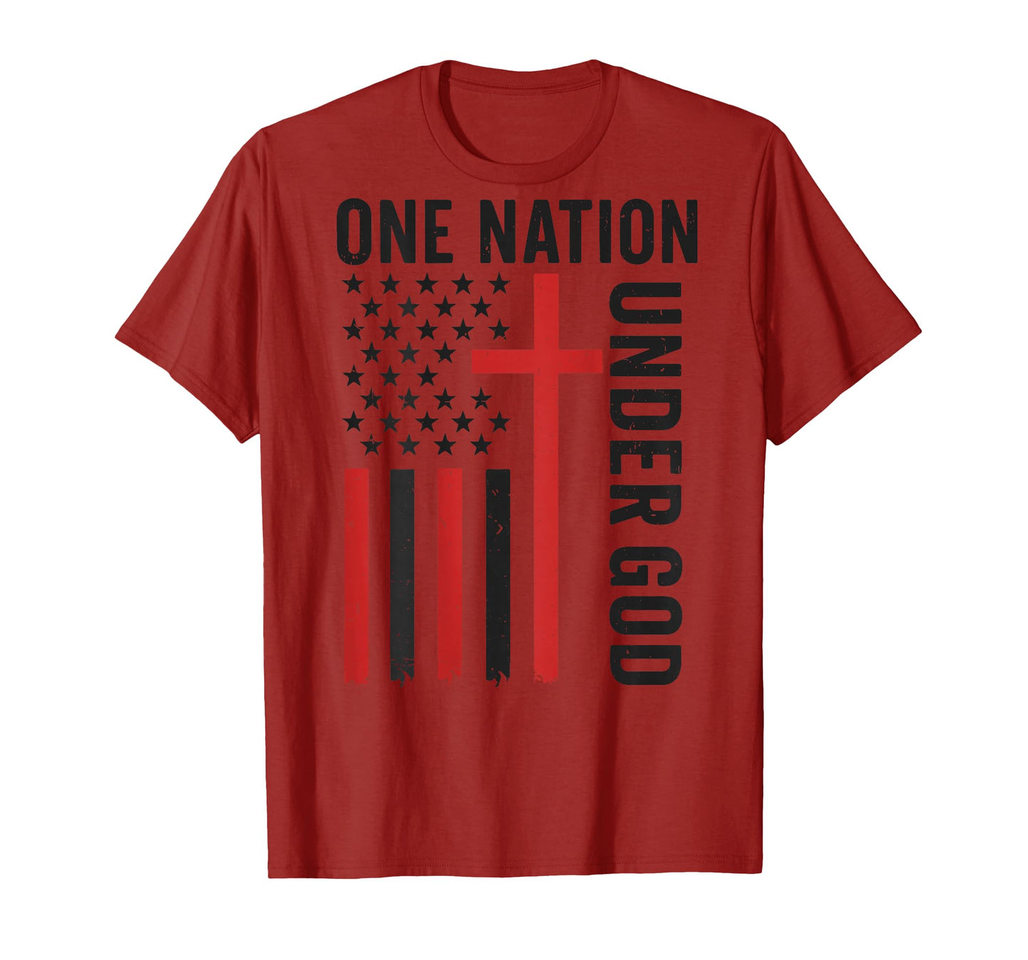 Back One Nation Under God American Flag Christian Patriotic T-Shirt