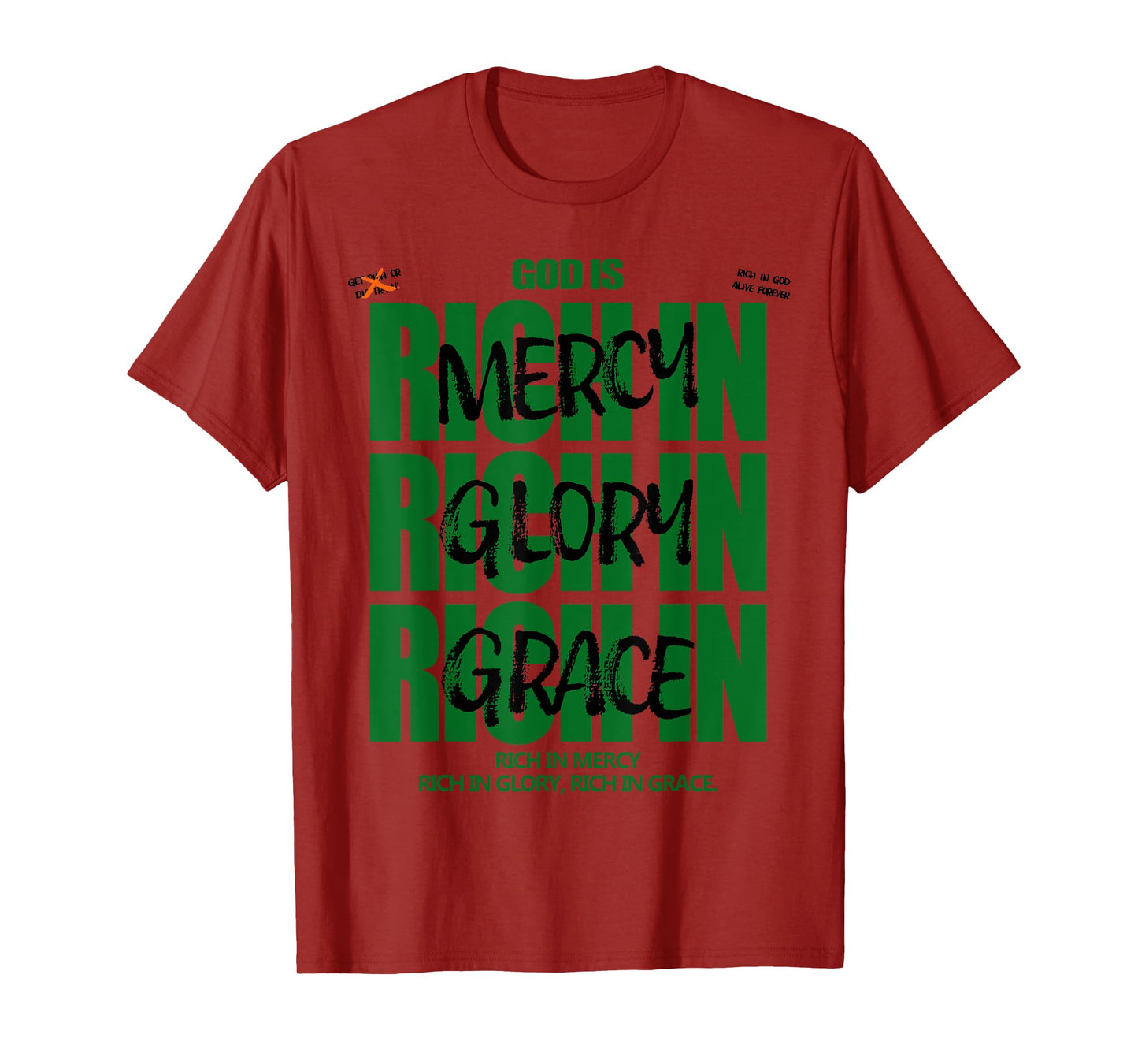 God Is Rich In Mercy Glory Grace Christian Modern Graphic T-Shirt