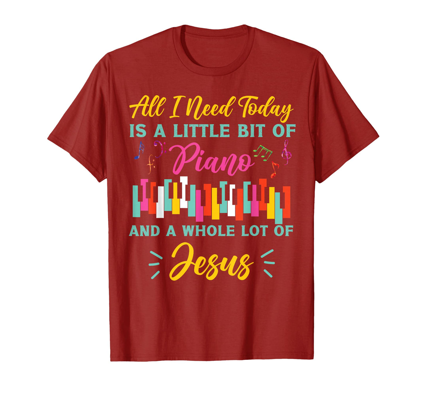 Piano Teacher Pianist Cross Jesus Christian Keyboard All I T-Shirt