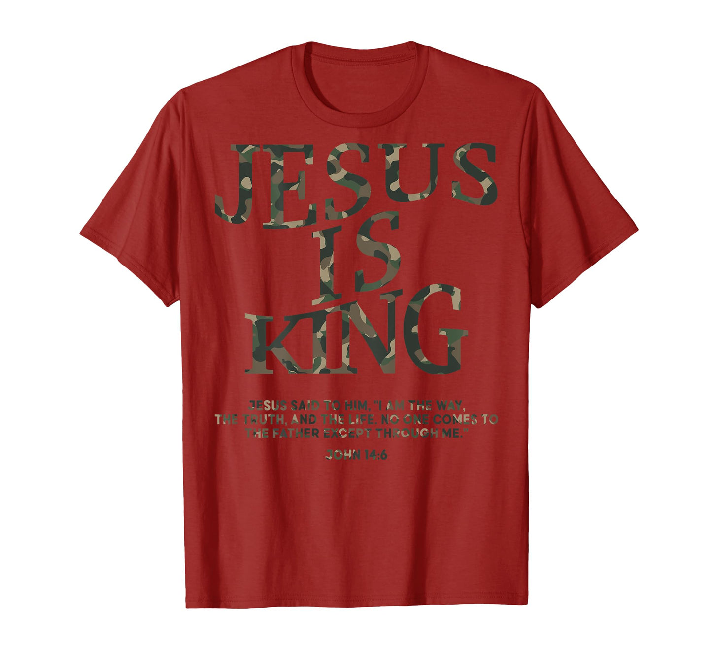 Camo Jesus Is King White Christian Youth Men God Son Brother T-Shirt