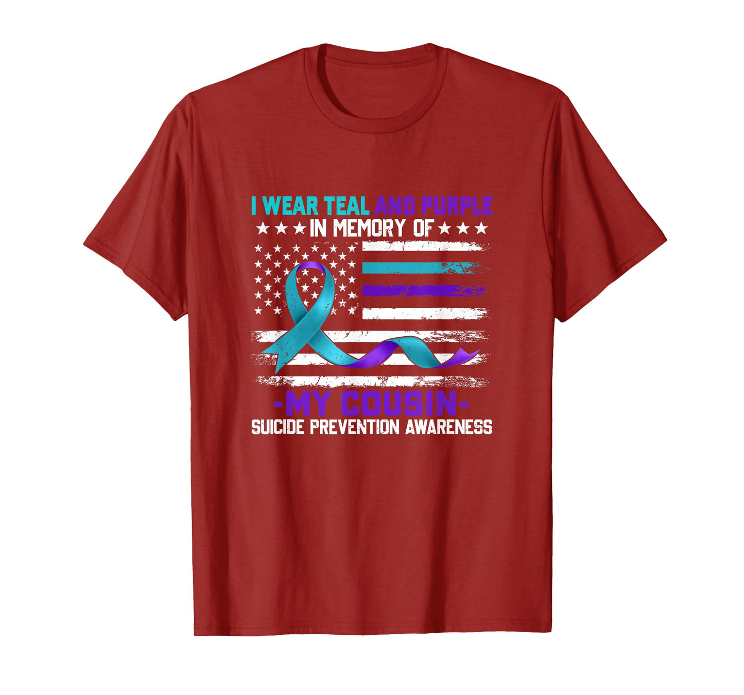 In Memory Cousin Suicide Awareness Prevention American Flag T-Shirt