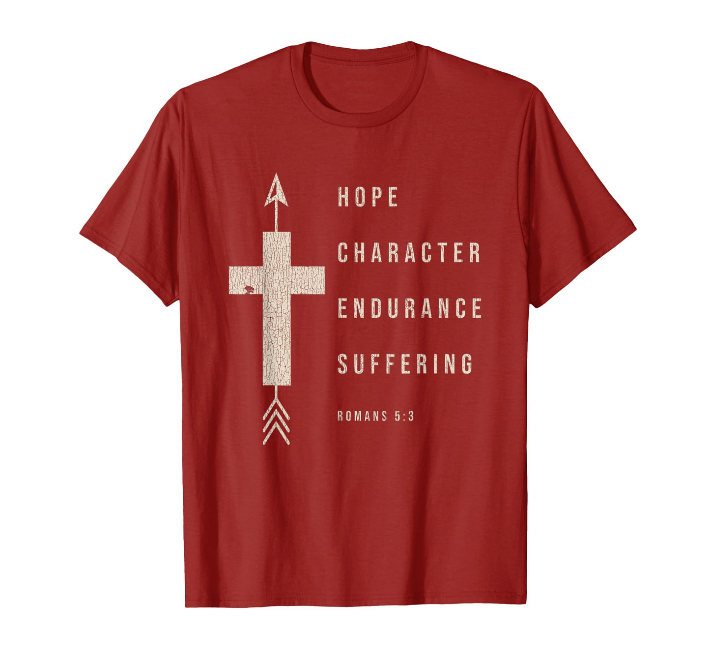 Vintage Hope Character Endurance Scripture Romans 5:3 Jesus T-Shirt