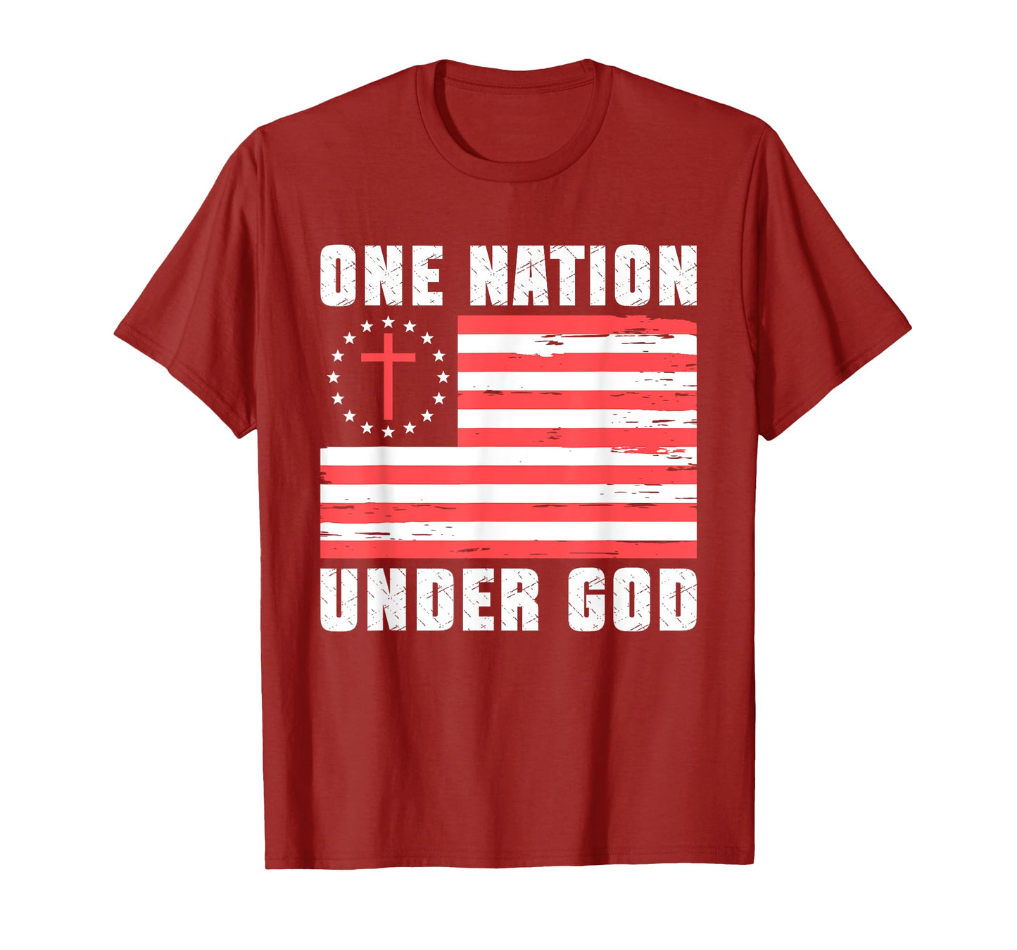One Nation Under God Jesus Blessed American Flag T-Shirt