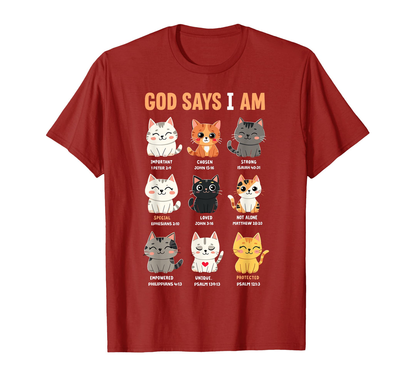 God Says I'm Christian Funny Cats Bible Verse Kitty Lover T-Shirt