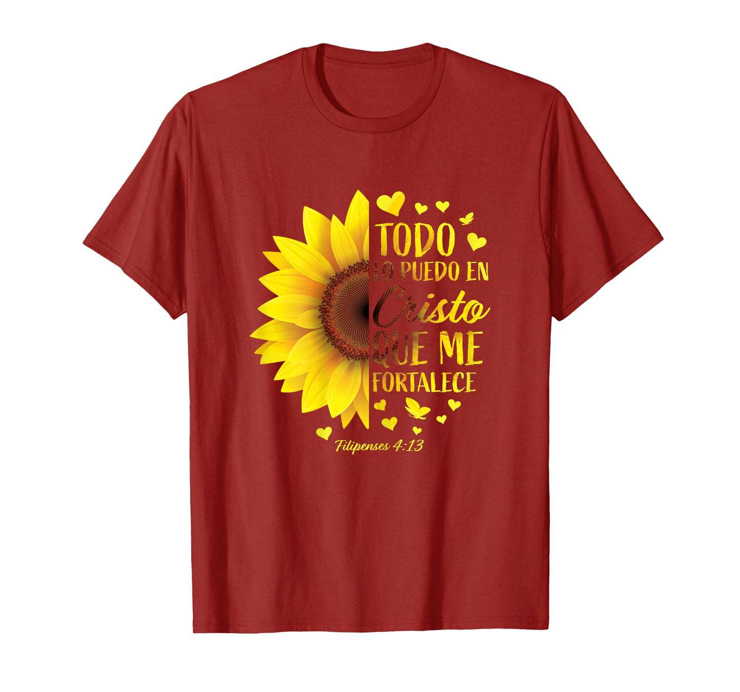 Christian Gift Spanish Women Religious Bible Verse Sunflower T-Shirt